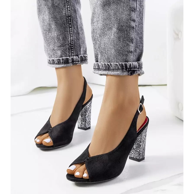 Sandale negre din piele intoarsa de la Bonnie negru 1