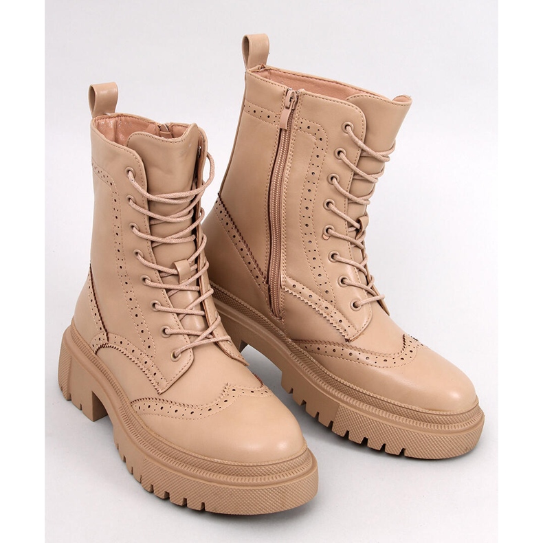 Cizme Aubert Khaki cu șireturi bej 1