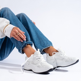 Tenisi albi de dama Shelovet cu siret 1