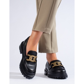 Mocasini de damă negre pe o platformă groasă Shelovet negru 1