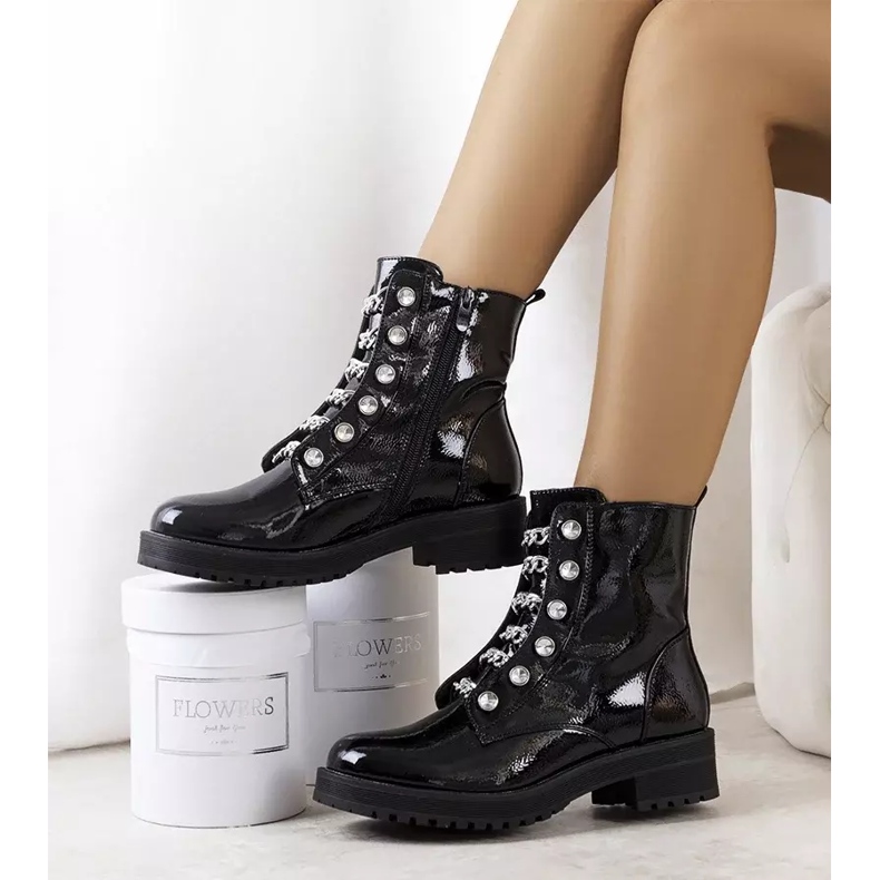 Cizme Ibarra lacuite negre negru 2