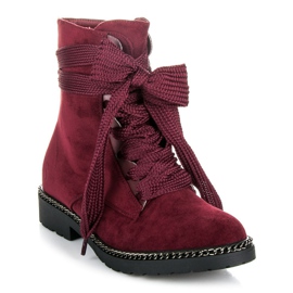 Vices New Collection Cizme cu sireturi largi bordeaux roșu 1