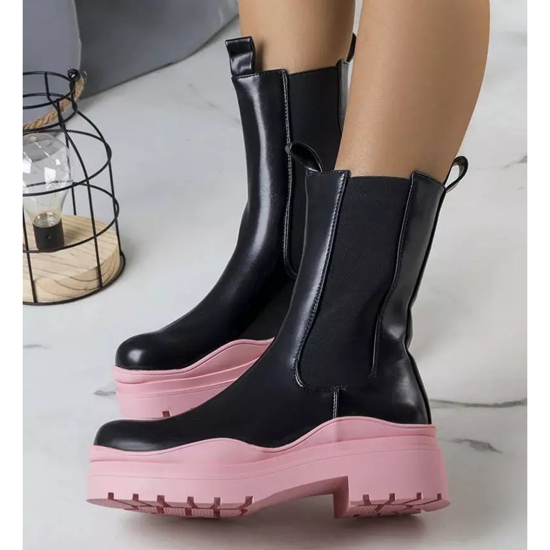 BM Cizme negre pe talpa Jadiel roz negru 2