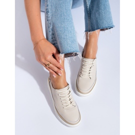SHELOVET Pantofi de dama din piele bej pe platforma Shlovet 1