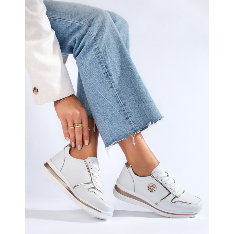 Pantofi sport de dama alb Shelovet din piele 1