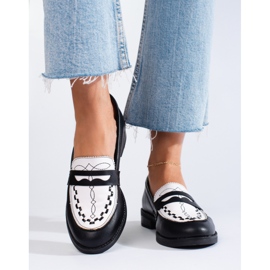 Mocasini Shelovet de dama alb-negru 1