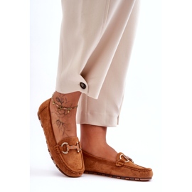 Super Mode Mocasini De Dama De piele intoarsa Cu Decorat Maro Dionira 3