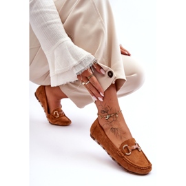 Super Mode Mocasini De Dama De piele intoarsa Cu Decorat Maro Dionira 2