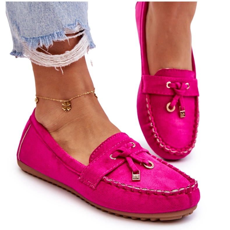 Seastar Mocasini clasici din piele intoarsa cu decor fucsia roz 4 Seastar Mocasini clasici din piele intoarsa cu decor fucsia roz 4