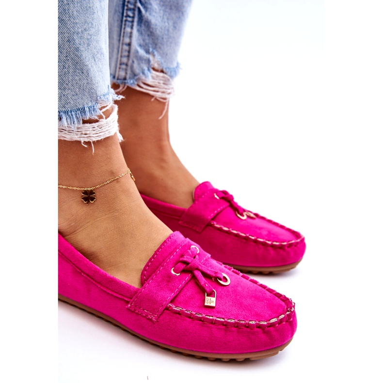 Seastar Mocasini clasici din piele intoarsa cu decor fucsia roz 2 Seastar Mocasini clasici din piele intoarsa cu decor fucsia roz 2