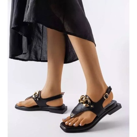Sandale flip-flop cu lanț negre din Mali negru 1 Sandale flip-flop cu lanț negre din Mali negru 1