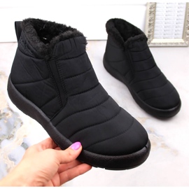 Cizme de zăpadă slip-on de damă impermeabile cu benzi elastice negre News 3193 negru 1