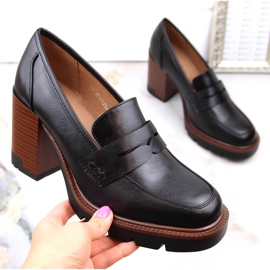 Pantofi de dama pe post si platforma neagra Vinceza 58105 negru 1