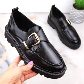 Pantofi de dama pe platforma cu catarama neagra Vinceza 58184 negru 1