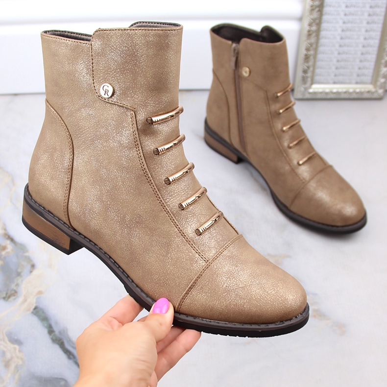 Cizme plate dama izolate bej auriu Jezzi ASA62-16 1