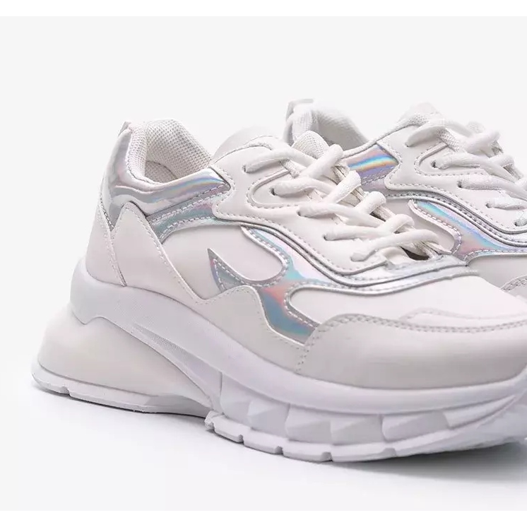 Adidași albi pe talpă groasă Kristen 2