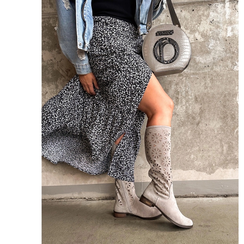 Olivier Cizme deschise gri deschis pentru femei 2