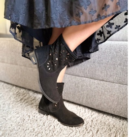 Olivier Cizme confortabile cu deschizături negre Alice negru 1 Olivier Cizme confortabile cu deschizături negre Alice negru 1