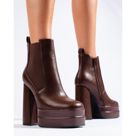 Cizme cu platformă maro Shelovet cu bandă elastică 1 Cizme cu platformă maro Shelovet cu bandă elastică 1
