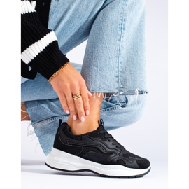 Tenisi negri de damă Shelovet cu șireturi negru 1 Tenisi negri de damă Shelovet cu șireturi negru 1