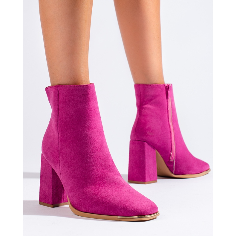 Cizme de dama fuchsia pe postul Shelovet roz 1