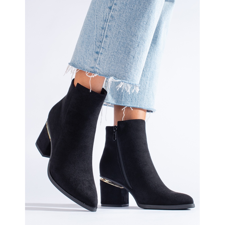 Cizme negre de piele intoarsa de la Shelovet negru 1 Cizme negre de piele intoarsa de la Shelovet negru 1