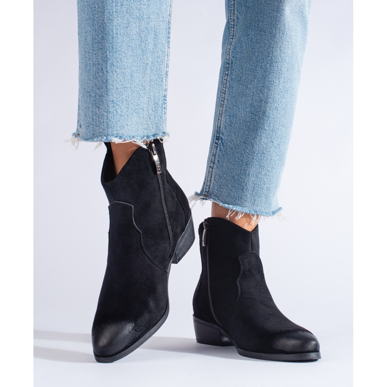 W. Potocki Cizme de cowboy negre de dama Potocki piele intoarsa negru 1 W. Potocki Cizme de cowboy negre de dama Potocki piele intoarsa negru 1