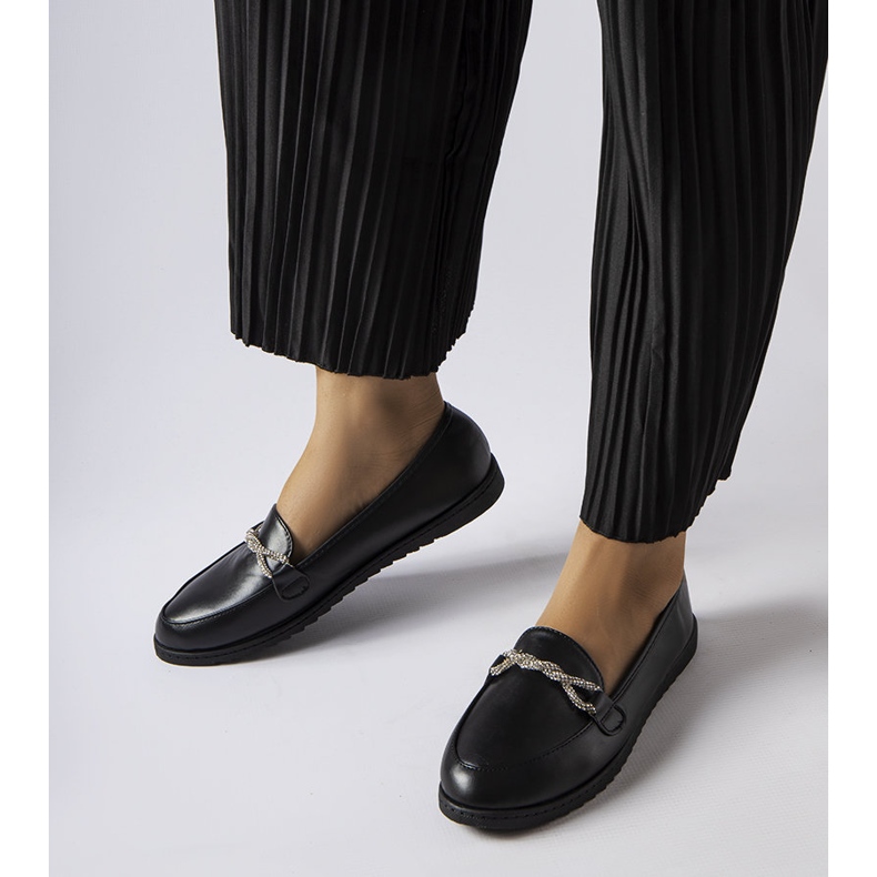 Mocasini negri cu strasuri de la Paola negru 1 Mocasini negri cu strasuri de la Paola negru 1