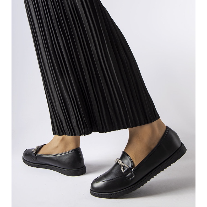 Mocasini negri cu strasuri de la Paola negru 2 Mocasini negri cu strasuri de la Paola negru 2