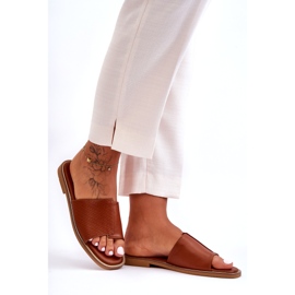 Papuci de damă Camel Harmony din piele maro 1