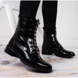 Cizme lacuite izolate dama, negre Jezzi ASA62-91 negru 2