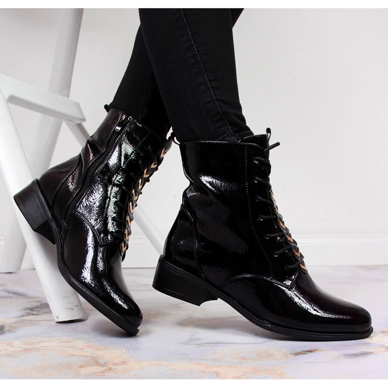 Cizme lacuite izolate dama, negre Jezzi ASA62-91 negru 1