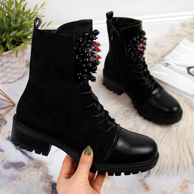 Ghete de dama izolate de lucru cu margele, negre Jezzi RMR2071-15 negru 2