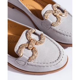 SHELOVET Mocasini de dama gri din piele intoarsa Shelovvet 2