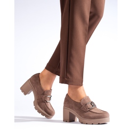 W. Potocki Pantofi cu toc din piele intoarsa bej inchis de la Potocki 1