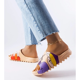 Flip-flops bej închis cu imprimeuri Lindale 2