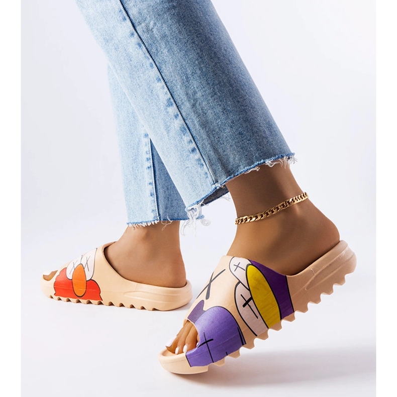 Flip-flops bej închis cu imprimeuri Lindale 2