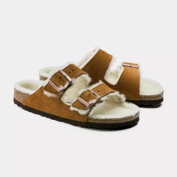 Slapi Birkenstock Arizona Shearling Mink W 1001135 maro 1