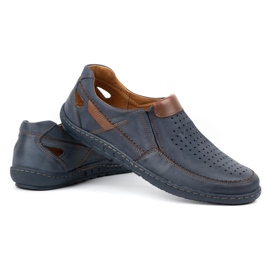 Olivier Mocasini din piele pentru bărbați pentru vara 602 bleumarin albastru 4