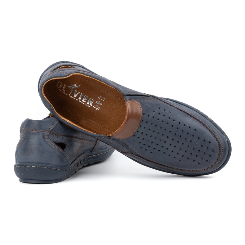 Olivier Mocasini din piele pentru bărbați pentru vara 602 bleumarin albastru 2