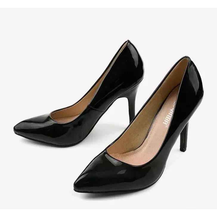 Pompe negre pe călcâiul LEI-02 negru 2