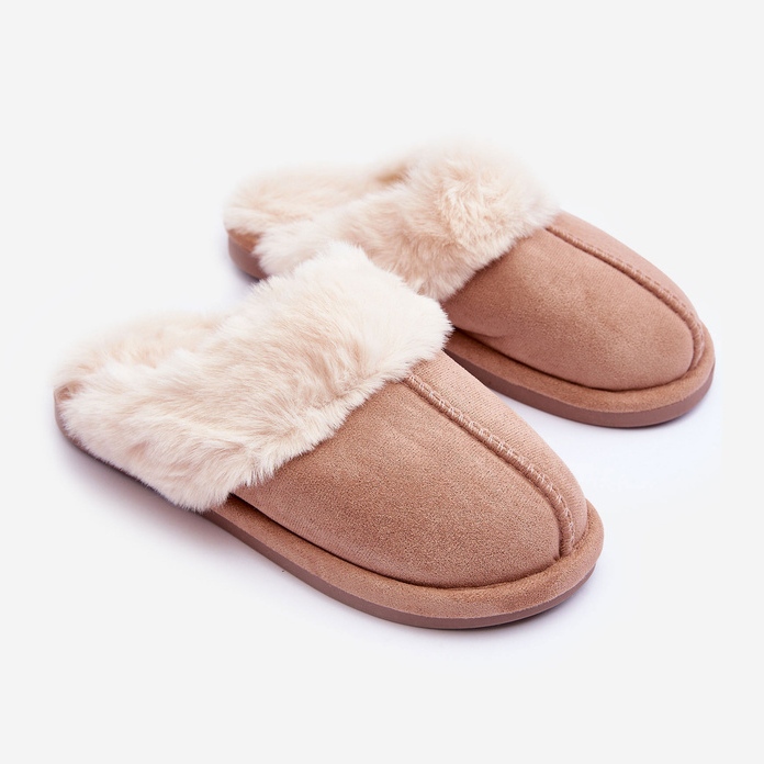 FB3 Papuci de damă Bej Pinky cu blană 1 FB3 Papuci de damă Bej Pinky cu blană 1