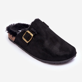 FB2 Flip-flops De Damă De piele intoarsa Cu Blana Neagra Haidamia negru 1
