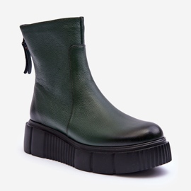 Lemar Cizme din piele de damă pe platformă verde Jenefer 2