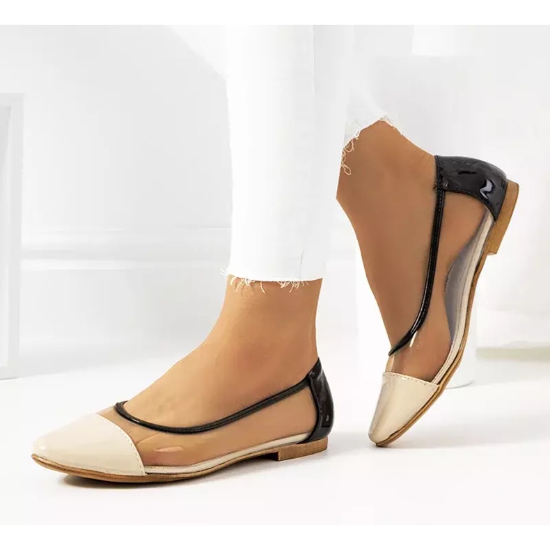 Balerini Beige transparenti Pastella incolor bej negru 2