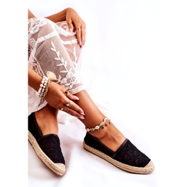 S.Barski Espadrile ajurate clasice pentru femei, negru 3