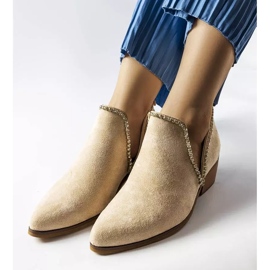 Botine bej decorate cu strasuri Ditten 1