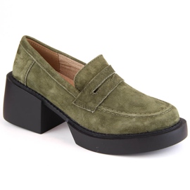 Pantofi de dama din piele intoarsa verde Filippo DP4685 1