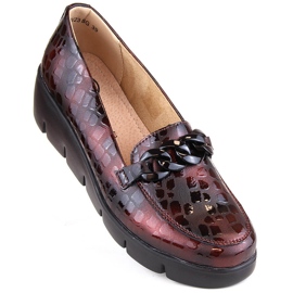 Pantofi de damă Filippo DP4128 din piele visiniu roșu 1