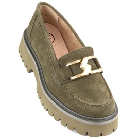 Pantofi de dama din piele intoarsa verde pe platforma de Filippo DP4916 1